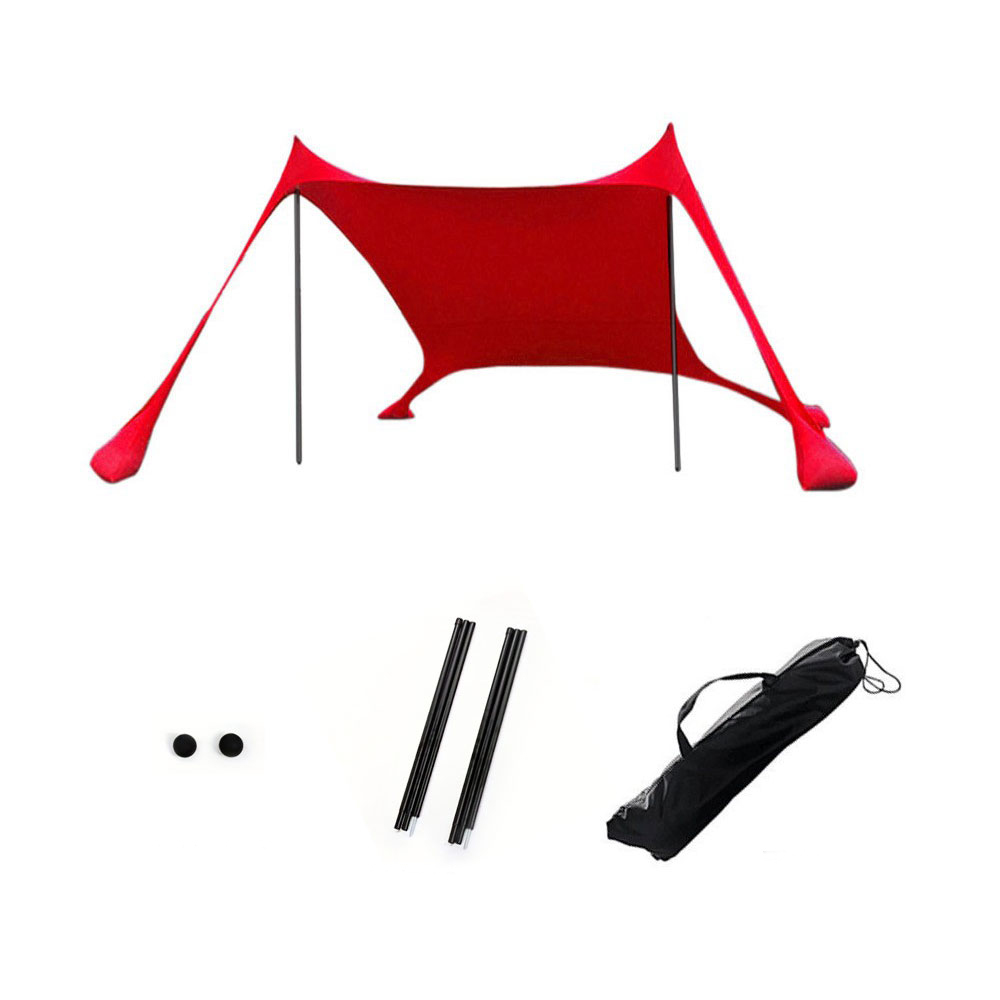 Outdoor Strand Zelt Sonnenschutz Camping Shades Zelte Winddicht Einteilige Strand Baldachin Zelte UPF50 + Tragbare Familie Zelt: Rot