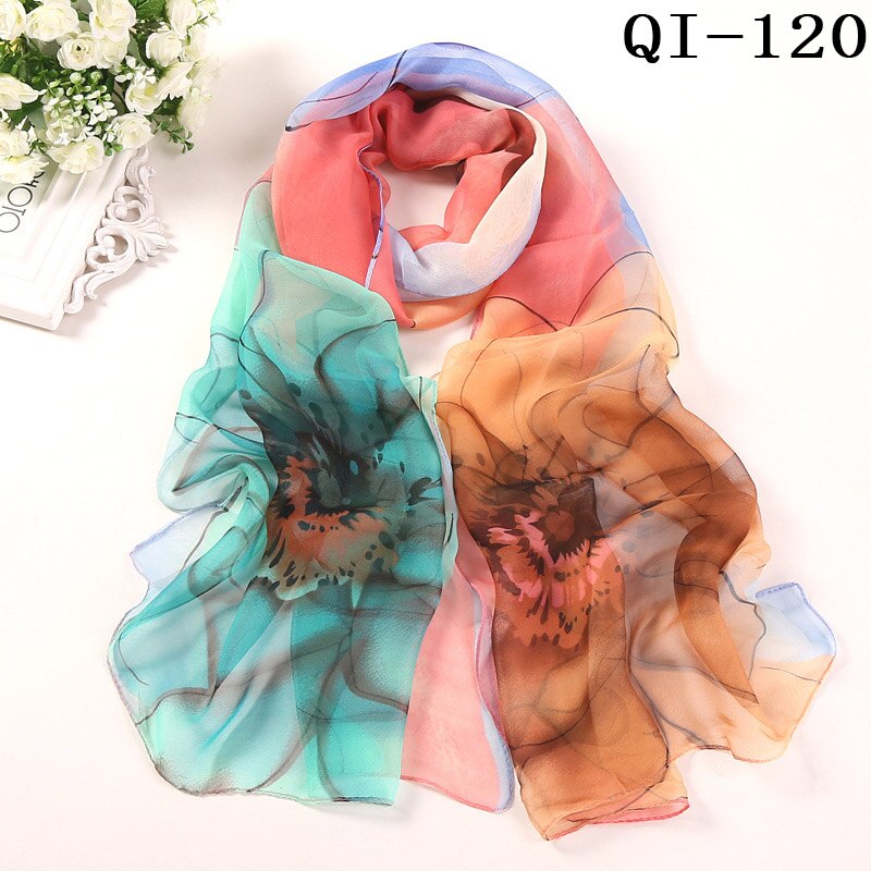 Multiple Colour Lotus leaf Flower Chiffon Georgette Bandana Scarf Women Foulard Long Shawl Summer Hijab 50*160CM