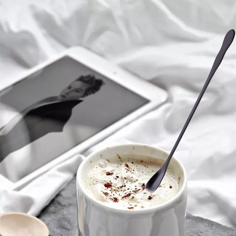 Color Stainless Steel Long Handle Ice Cream Spoon Stack Coffee Mug Stirrer Ice Cube Scoop Dessert Gadgets Kitchen Accessories