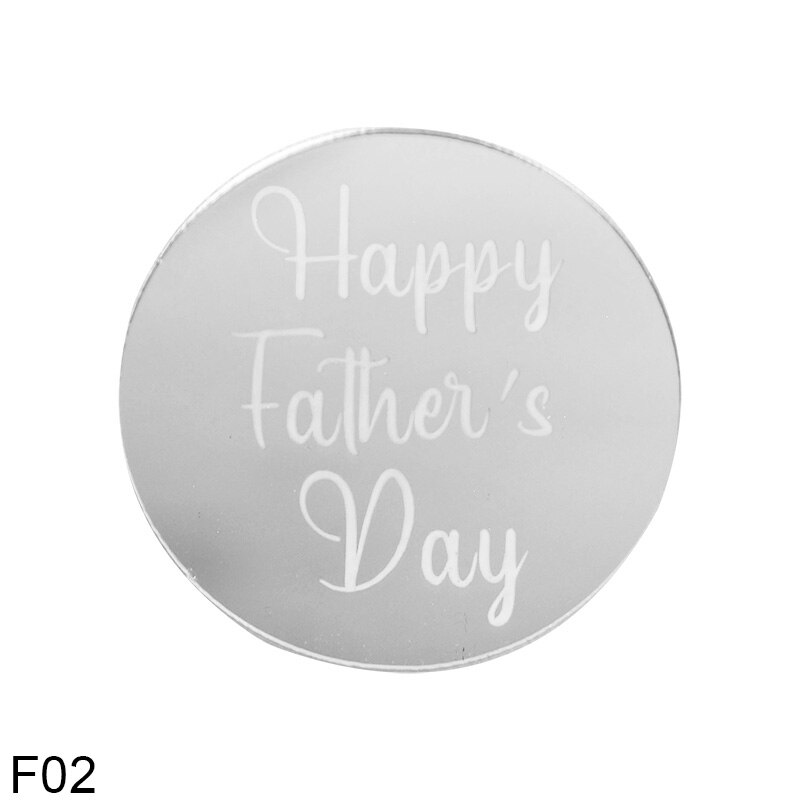 10Pcs Gelukkige Moederdag Cupcake Topper Spiegel Ronde Acryl Verjaardag Vaderdag Cake Dessert Bakken Party Decoratie Benodigdheden: Father-Silver