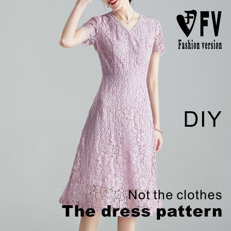 Lace short-sleeved dress pattern women's clothing cutting drawings clothing pattern BLQ-529