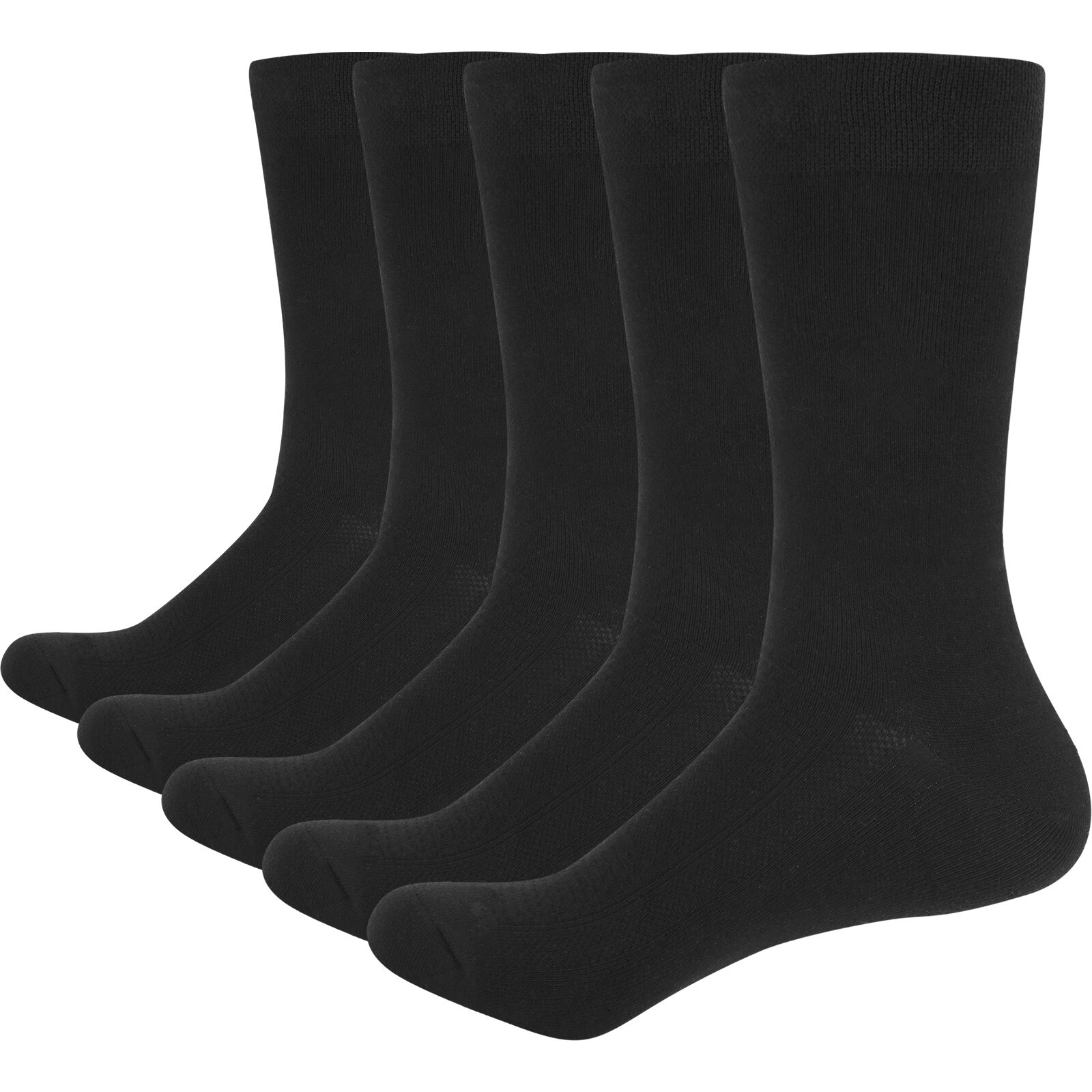 YUEDGE-Calcetines de algodón peinado para hombre, de estilo informal medias cómodas, ideal para ir a la Oficina, hacer deporte, hacer senderismo, 5 pares: 1906BK / XL(US 8-11)