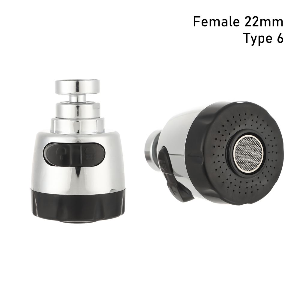1PC Flexible 360 Degree Aerator Outlet Swivel Tap Water Saving Faucet Nozzle Sprayer Tap Head Sink Fitting Kitchen Supplies: Female 22mm-type6