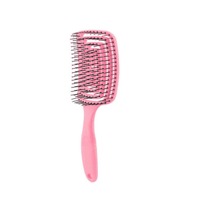Brosse à cheveux Portable, peigne de Massage du cuir chevelu, poignée antidérapante en caoutchouc, outil de coiffure sec et humide, soins de santé: Rose