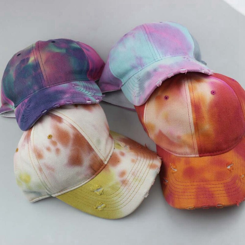 Kvinder sportsvisir kasketter tie dye street style vintage solskærm cap bred skygge rejse hip-hop justerbar hat snapback