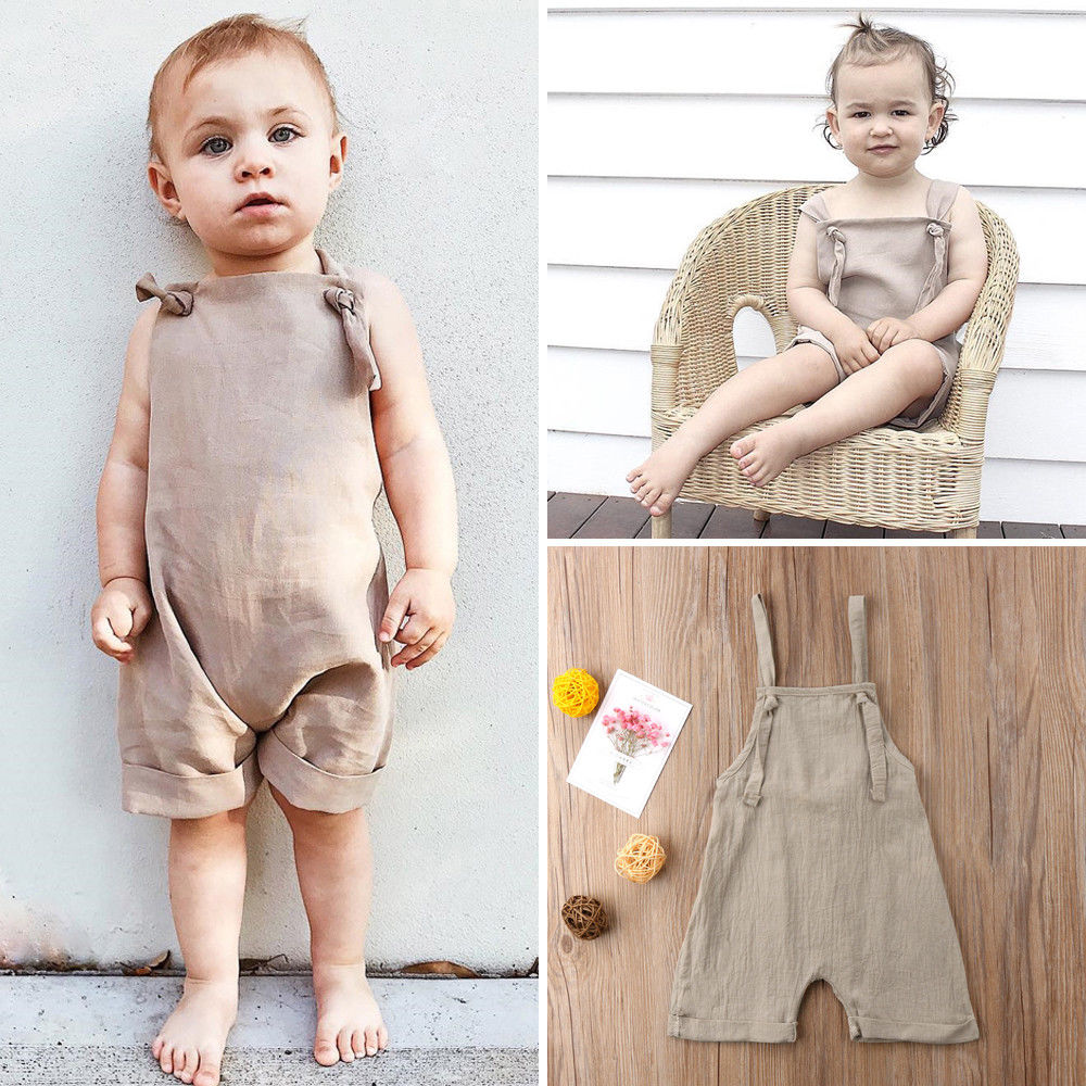 Beaux enfants bébé filles garçons bavoir pantalon court dos nu barboteuse combinaison salopette tenues vêtements