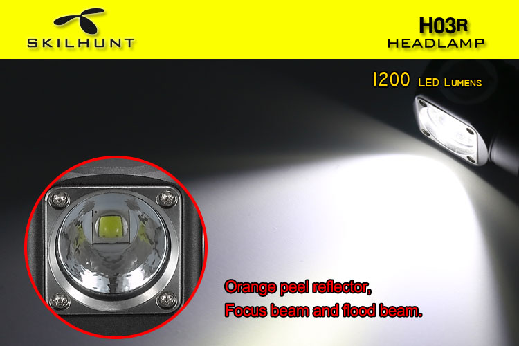Skilhunt H03 H03R H03F Lampe Frontale 1200 Lumens phare LED extérieur 18650 Lampe Frontale Camping Hoofdlamp Linterna + bandeau