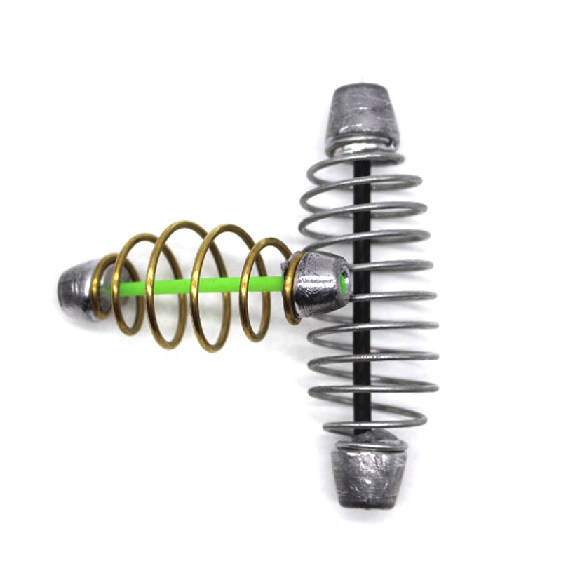 Bimoo 2PCS Spring Bait Feeder with Lead Weight Sinker for Bottom Fishing Rigs Carp Catfish Saltwater Fishing Accessory