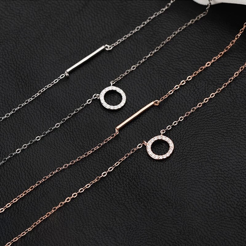 ANENJERY – collier circulaire en argent Sterling 925 pour femmes, Double couche, chaîne clavicule,