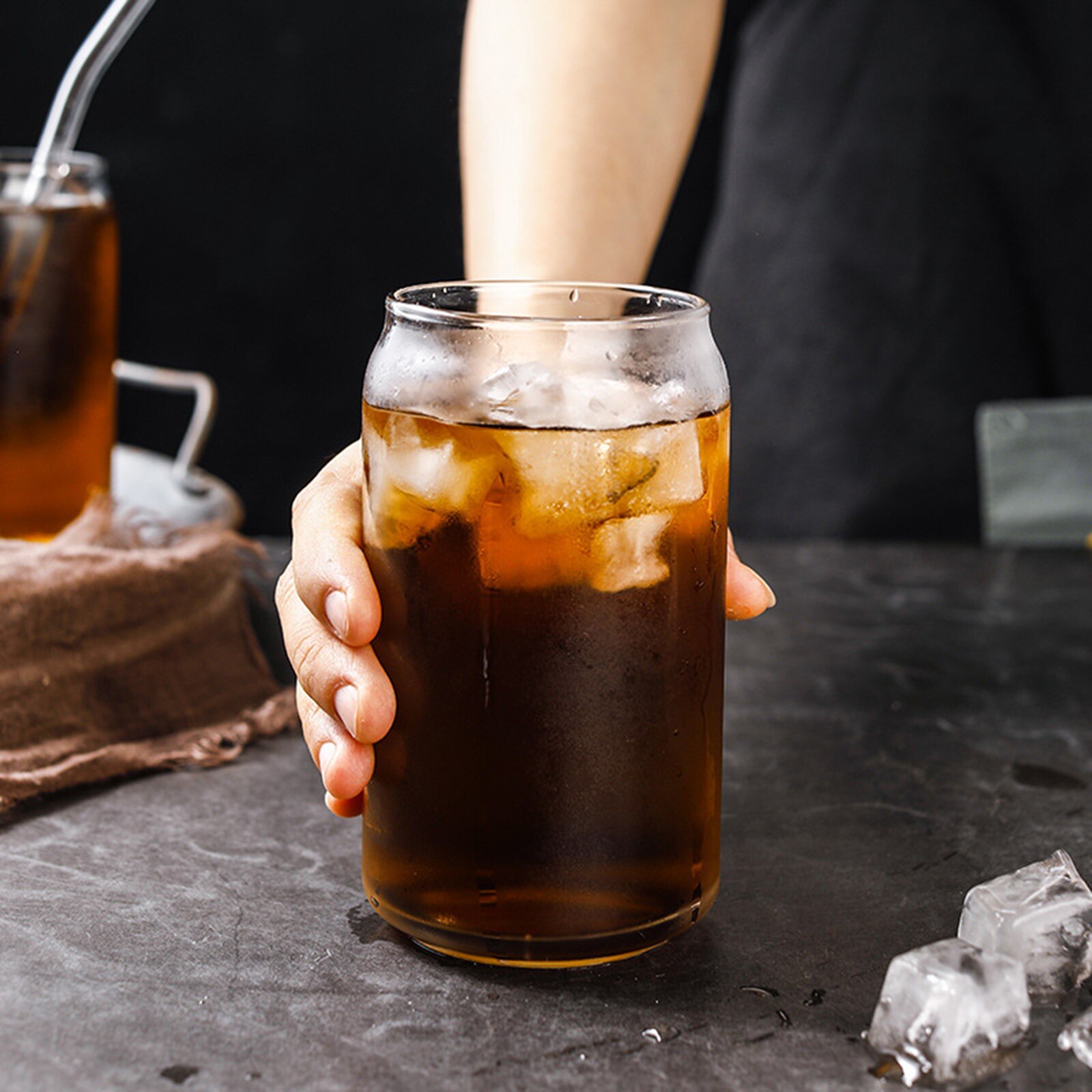 Glass Coke Cups Large Capacity Juice Cups High Borosilicate Glass Single Layer Cup Pop Can Shaped Glass Cold Drink Cups