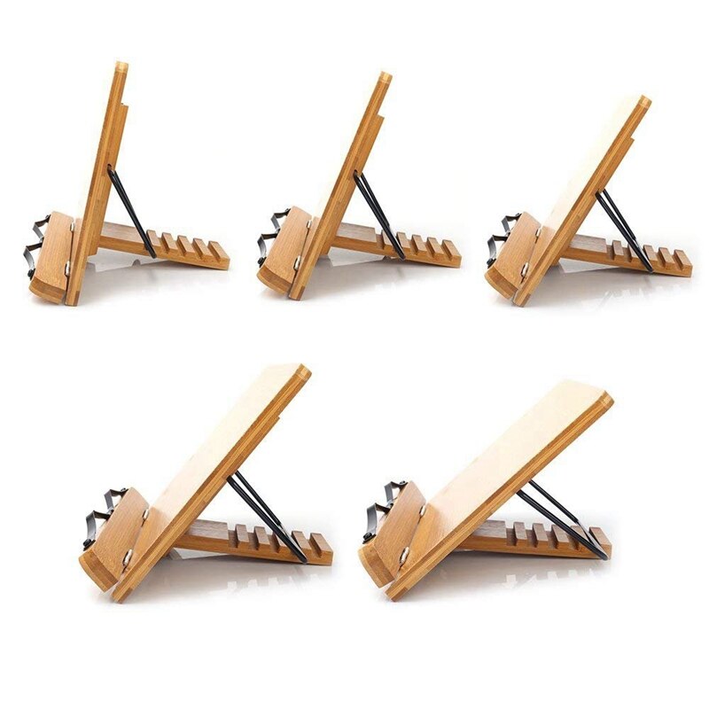 Justerbar bogholder bakke og side papirclips-kogebog læsepult bærbart robust letvægts bogstand-lærebøger bog st.