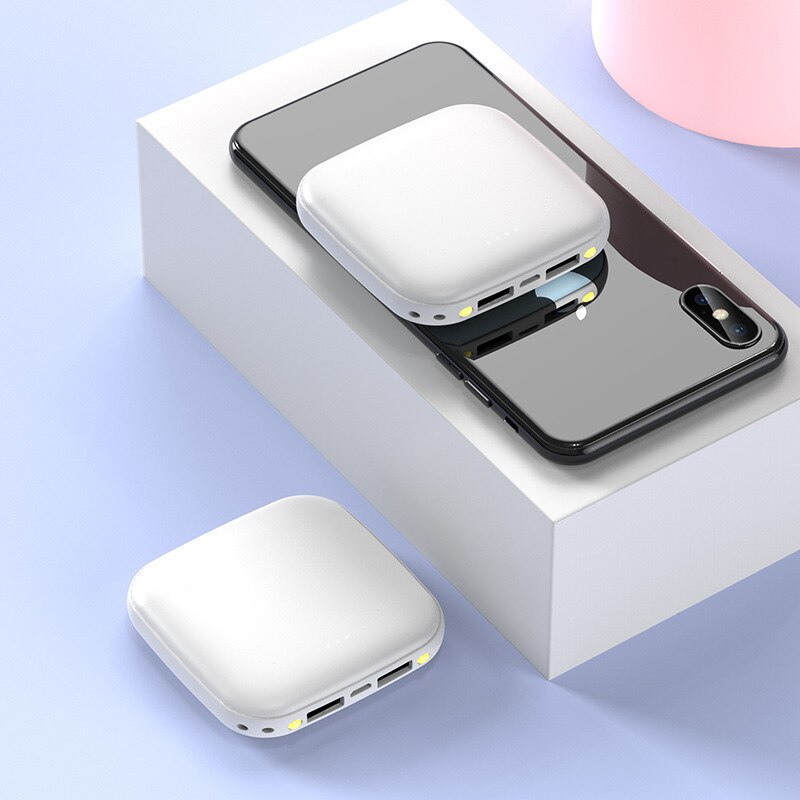 Mini Power Bank 10000mAh Smartphone Portable Charger Powerbank 10000 mAh For Xiaomi iPhone 11 External Mobile Battery Poverbank: White