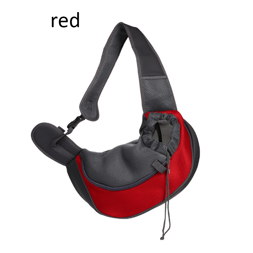 Kæledyrs hvalpeholder taske udendørs rejse håndtaske pose mesh enkelt skuldertaske slynge rejse skuldertaske til hunde s / l hukommelseskum: Rød / S