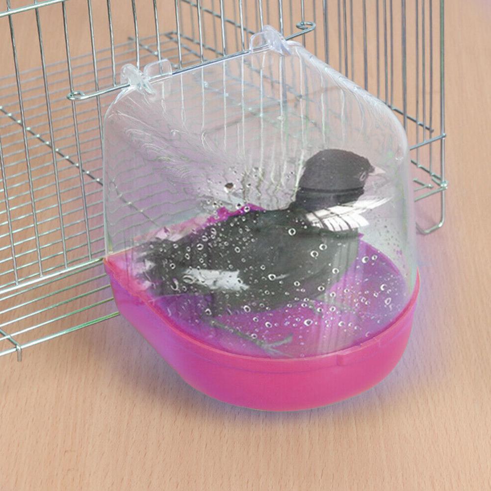 Pet Hanging Water Bath Tub For Small Bird Parrots Shower Cage: red