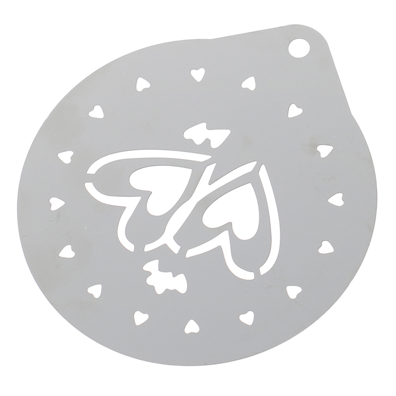 Two hearts Stainless Steel Metal Chocolate Coffee Art Mould Coffee Stencils Love