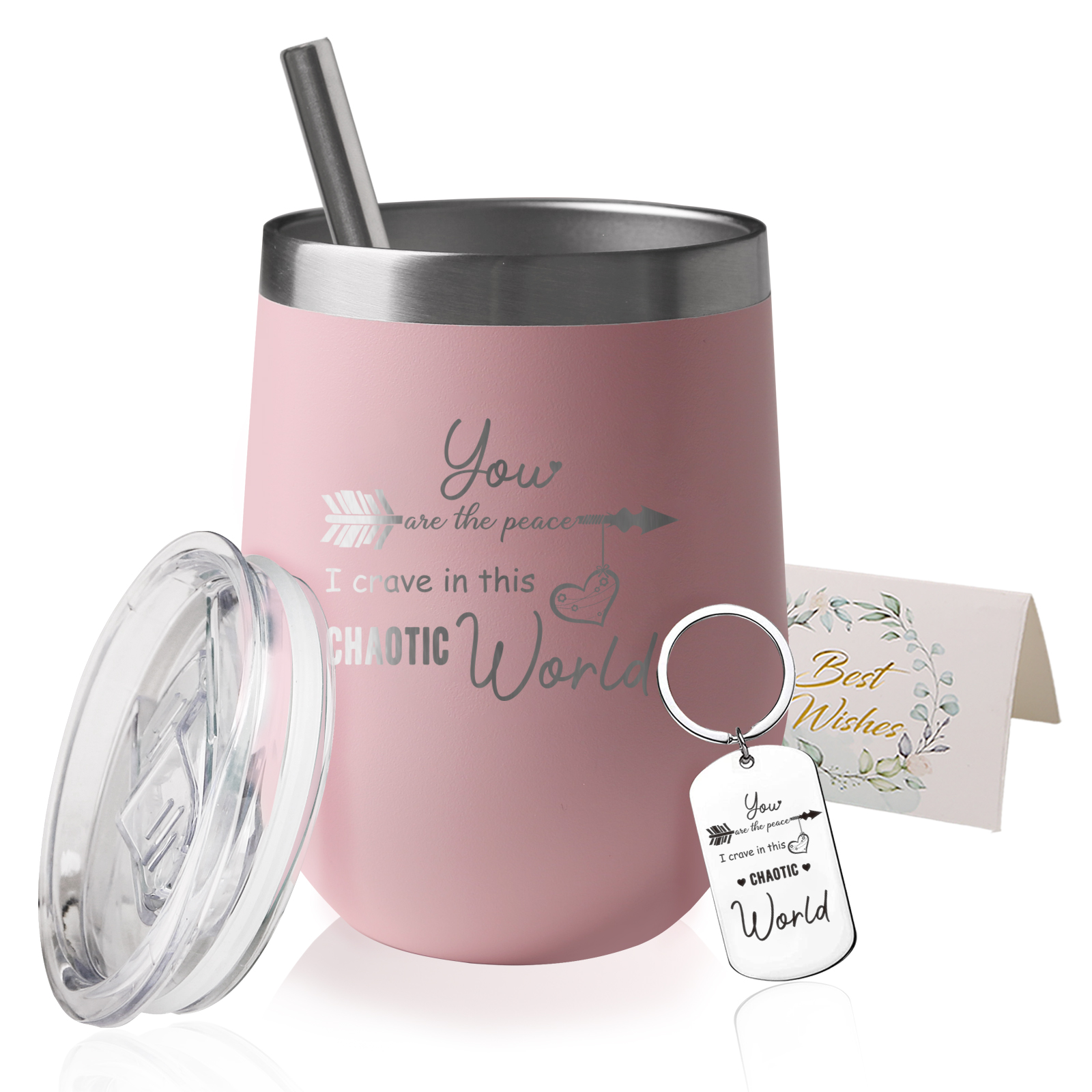 Taza Termo rosa de acero inoxidable con tapa y pajita, taza interesante, You Are My Heart, My treasure, impresión para compañero, 12oz: PAL930