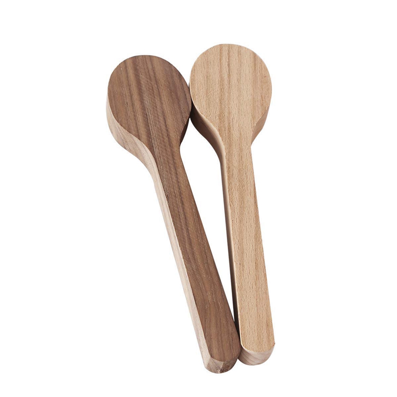 2Pcs Wood Carving Spoon Blank Set Beech and Walnut Unfinished Wooden Craft Whittling Carving Kit for Beginner Whitteler