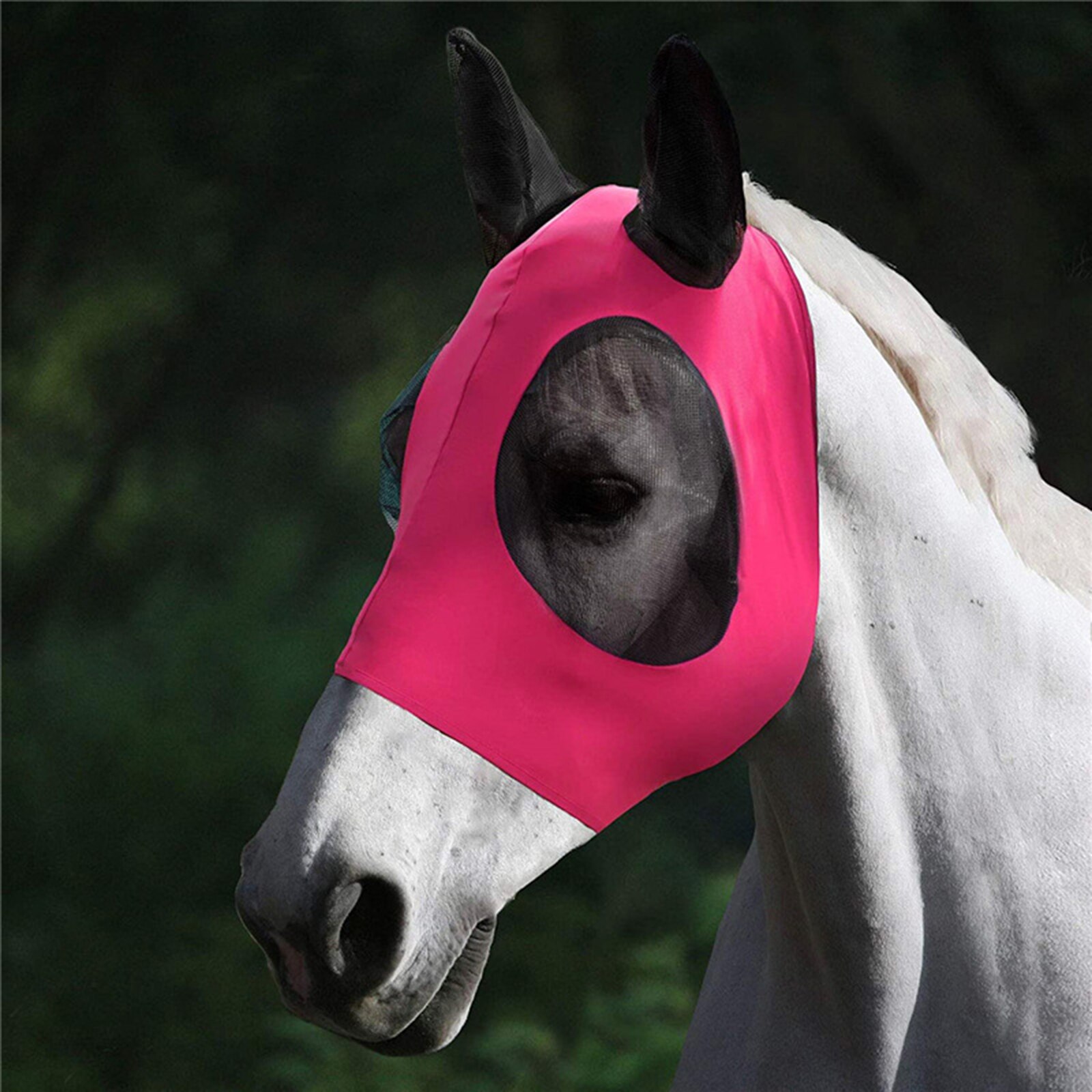 1pc Anti-Fly Mesh Equine Mask Horse Mask Stretch Bug Eye Horse Fly Mask with Covered Ears Horse Fly Mask Long Nose with Ears: Rosy