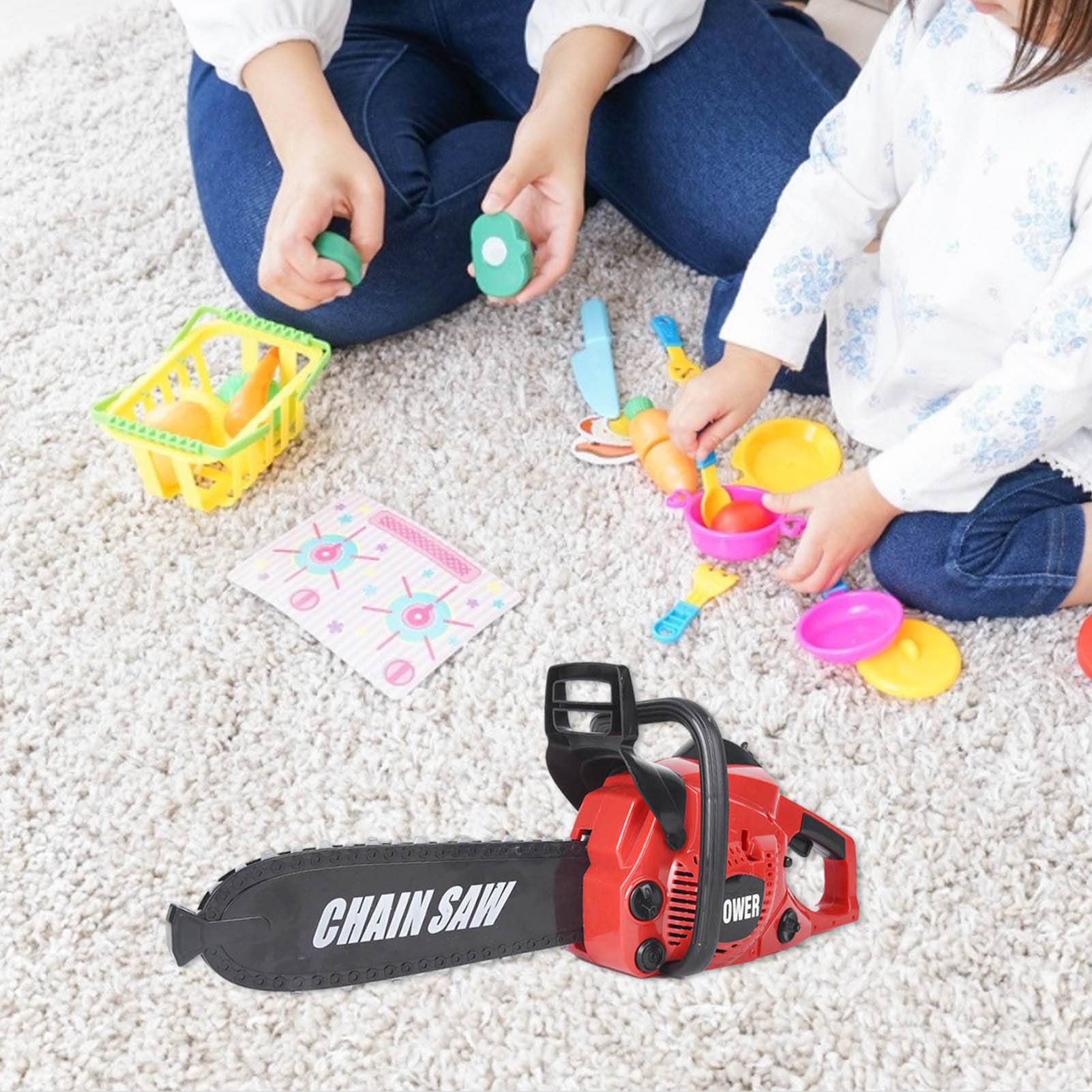 Motosierra eléctrica de juguete para niños, herramienta de construcción con sonido realista, juguetes para juego de imitación, end50