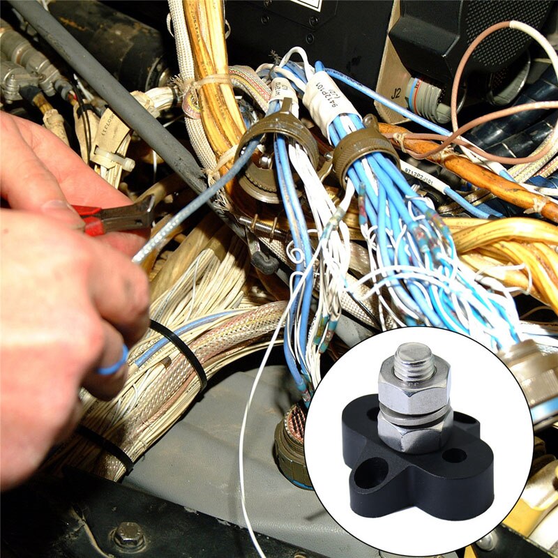 3/8" DC 48V Busbar Power Terminal Block Heavy Duty M10 Positive Negative Power Distribution Stud for Truck RV Ship Boat