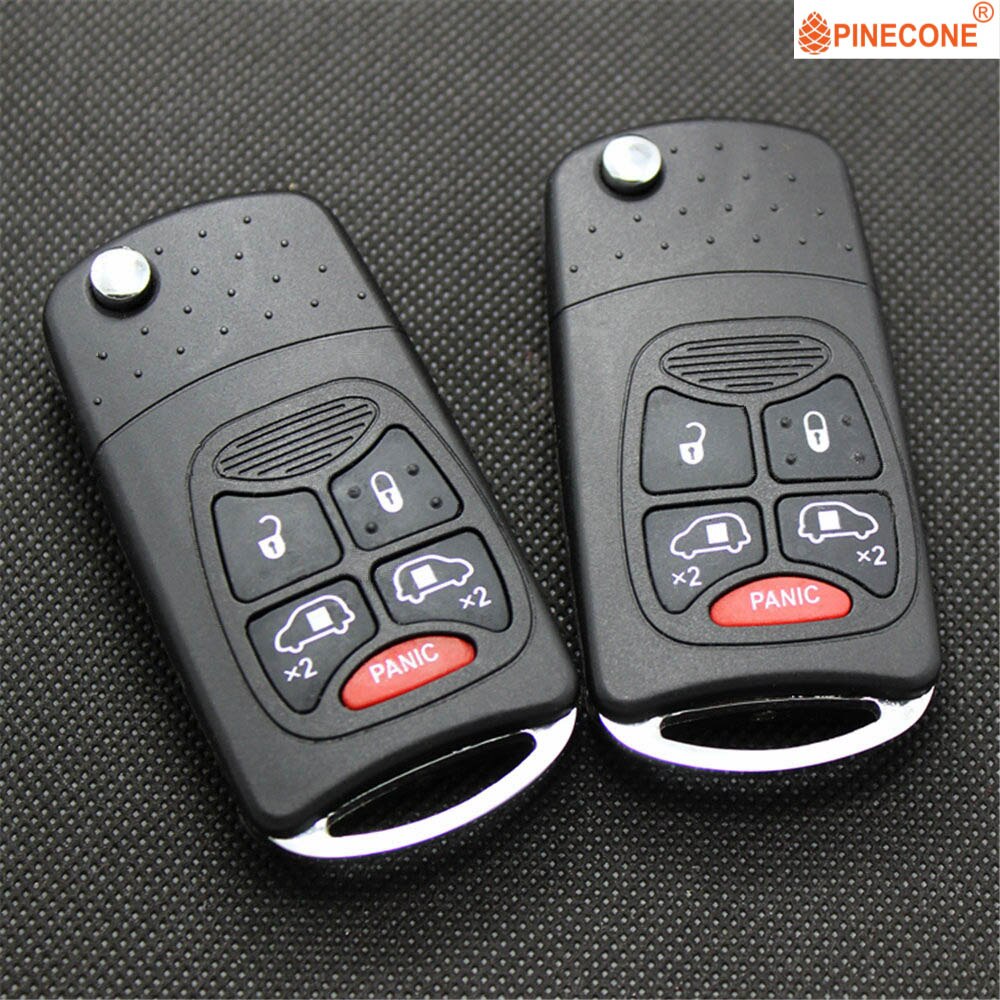 AURONOVA Upgrade Folding Key Shell for Chrysler 200 PT Cruiser Sebring Dodge Avenger Durango Jeep 4+1 Button Remote Car Key Case