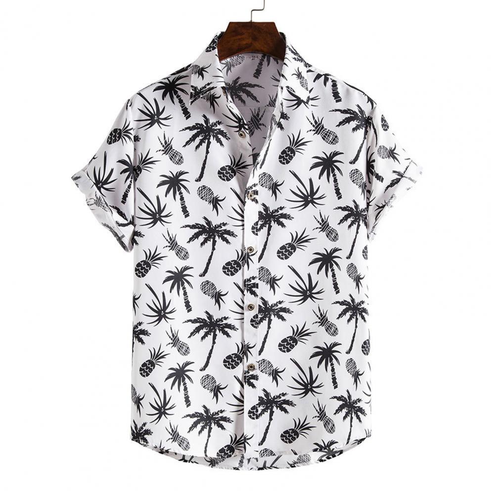 Chemise hawaïenne imprimée à rayures et à col rabattu pour hommes, vêtements de plage, à manches courtes, Slim, à la , été