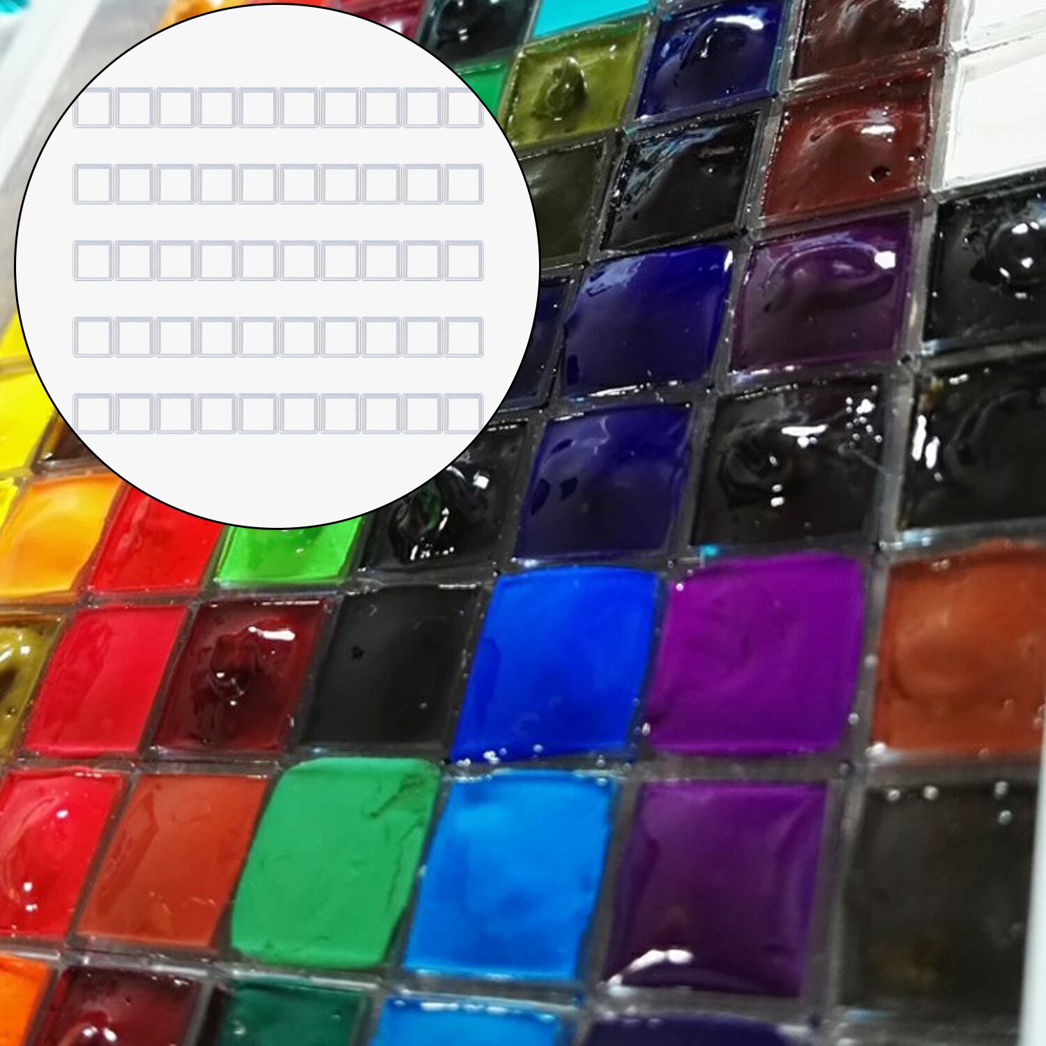 Mini paleta de acuarelas vacías de plástico transparente, caja de pinturas de dibujo para estudiantes, 50 unidades, 0,5 ml