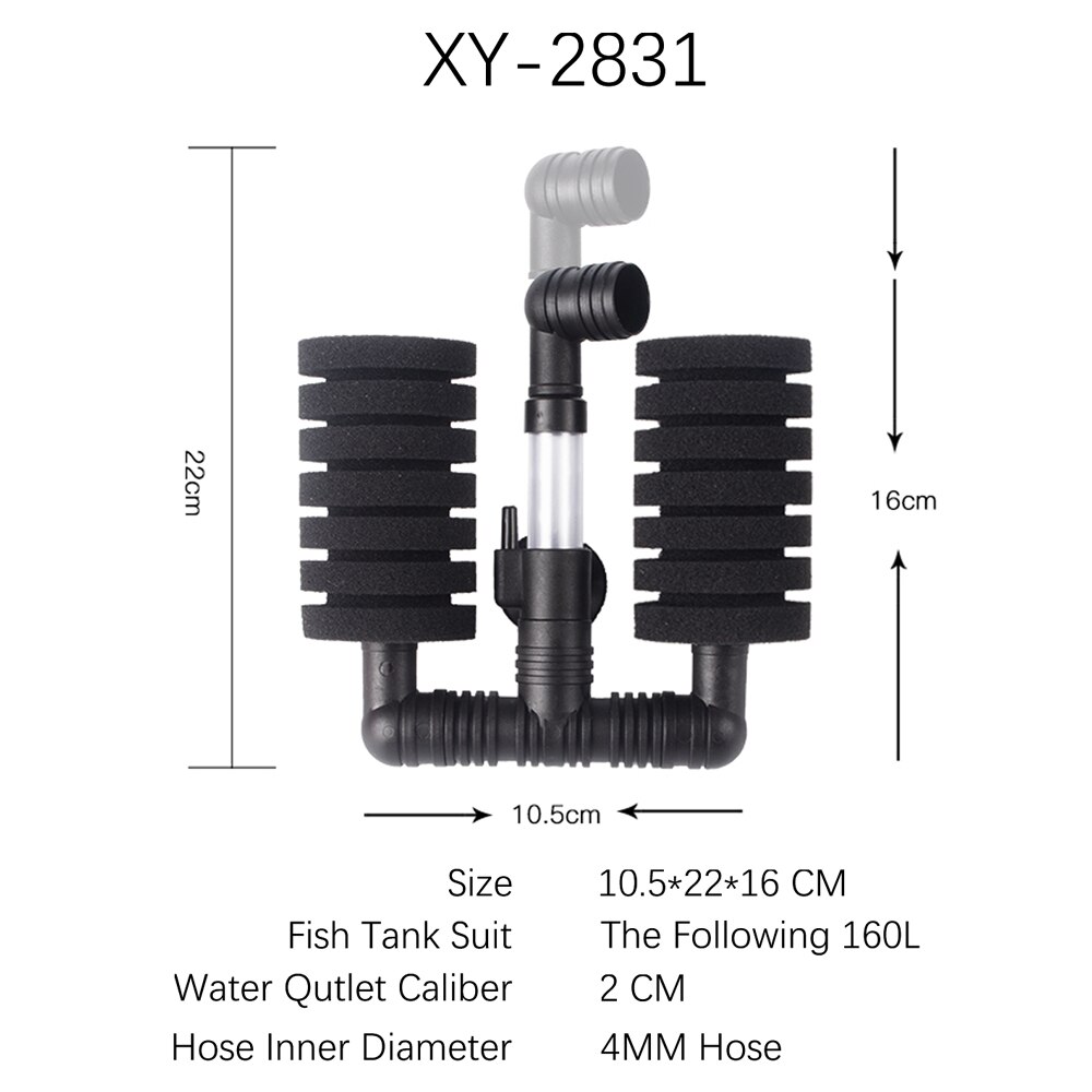 Aquarium Filter Aquarium Garnalen Vijver Luchtpomp Biochemische Spons Filter Bio Spons Filtratie Filter 2 Heads: XY2831