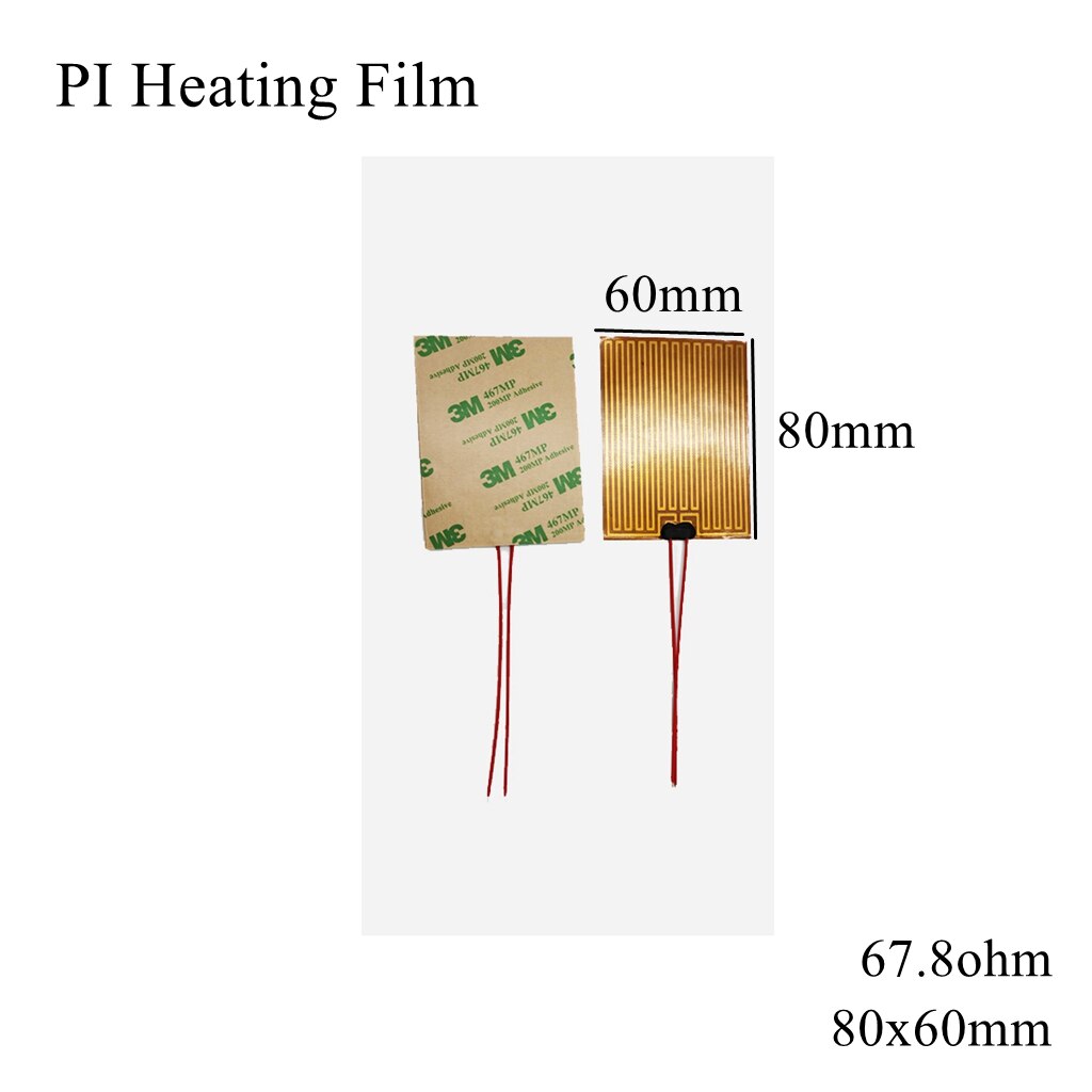 80x35mm 5V 12V 24V 110V 220V Pi Heizung Film Polyimid Klebstoff Elektrische heizung Platte Tafel Pad matt Kraftstoff Folie Öl Motor- Panzer: 80x60mm