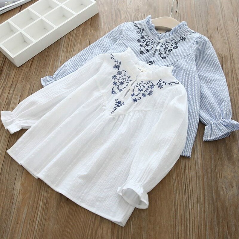 Girls White Blouse Spring Summer Teenager Lace Girls Tops School Uniforms Shirt Long-Sleeve Children Clothing 6 8 10 12