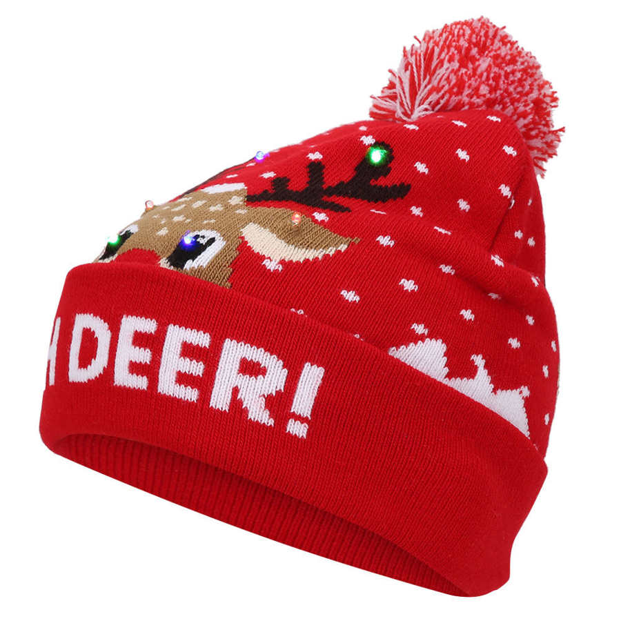 Led ljus upp hatt färgglada ljus stickad tröja mössa xmas jul mössa mössa stickad för unisex barn baby pojkar flickor: Stil 1