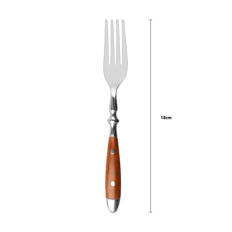 Steak Messen Vork Lepel Houten Handvat Laguiole Stijl Bestek Roestvrij Stalen Bestek Diner: Small fork