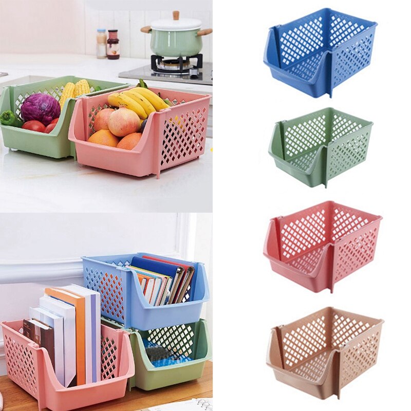 Stackable Plastic Kitchen Storage Basket Fruit & Vegetable Rack Box Household Products