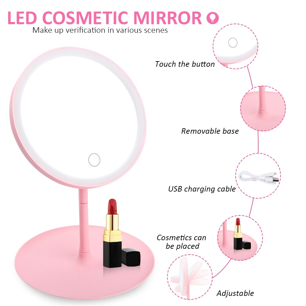 Makeup Mirror with Led Light Dressing Table Mirror Beauty Makeup Mirror Beauty Tools Fill Light Cosmetic Led Touch Screen Mirror