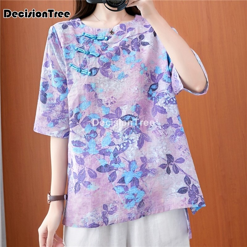 2022 chinese traditional hanfu top ancient chinese shirt chinese style traditional chinese clothing women flower print tang tops