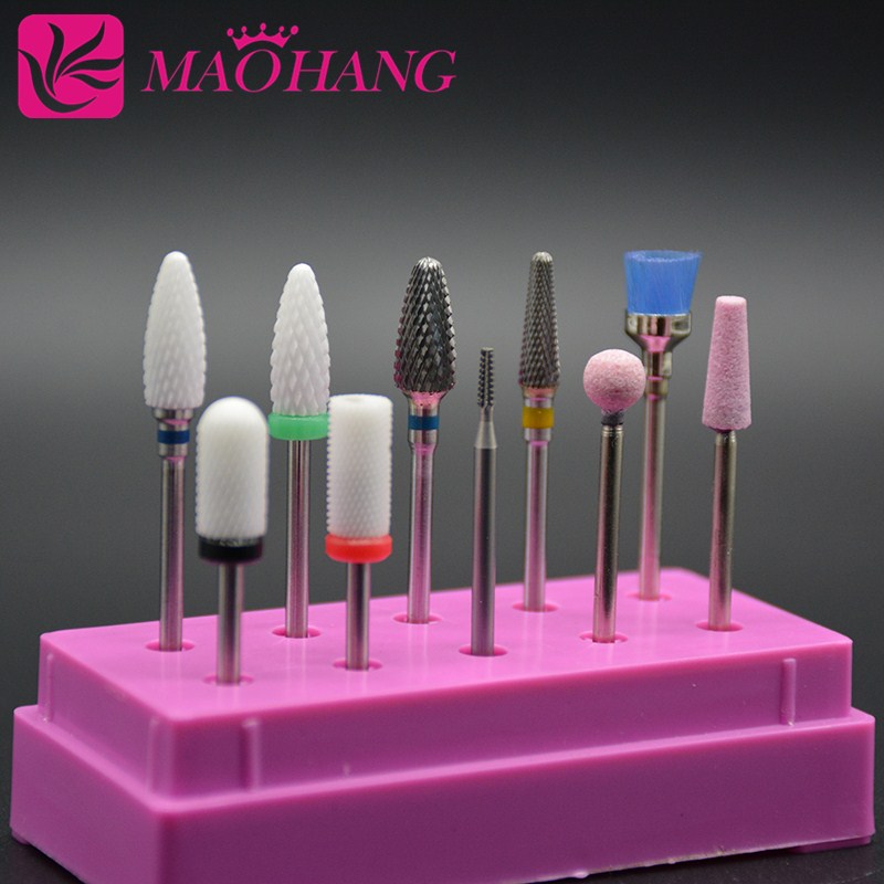 MAOHANG 10 stks/set tungsten staal carbide cermaic nail boor kits frees sets elektrische boor pedicure machine tools