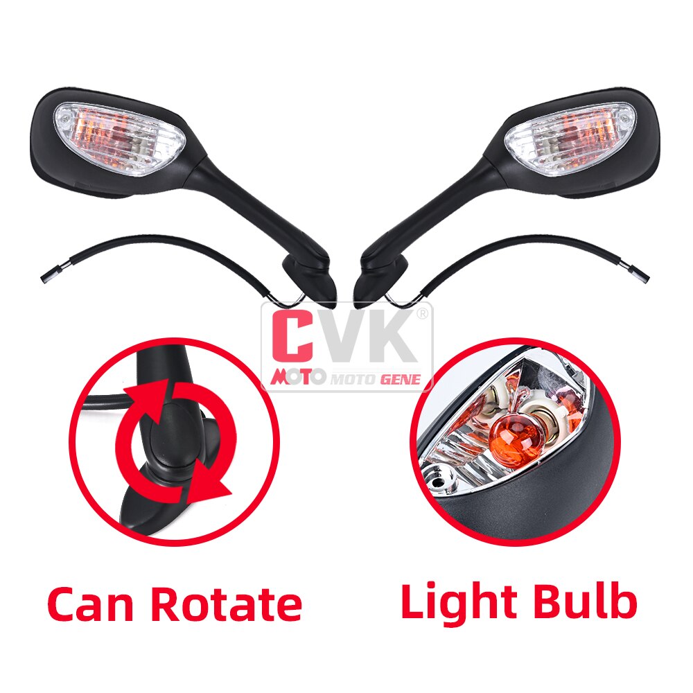CVK RearView Mirror LED Light For Suzuki GSXR600 GSXR750 GSXR1000 K5 K6 K7 K8 2005 2006 2007 Rear View Mirrors: Rotate Clear Bulb