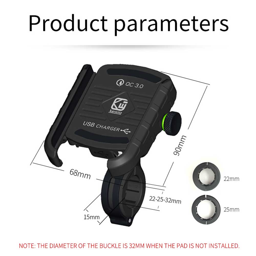 Support de téléphone pour moto avec chargeur USB QC 3.0 support de guidon moto support de chargeur sans fil pour Iphone Samsung titulaire