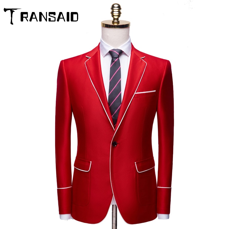 Brand Men's Casual White Red Suit Jacket Plus Size 4XL Wedding Slim Fit Men Blazer Tuxedo Stage Costume For Singer Costume Homme