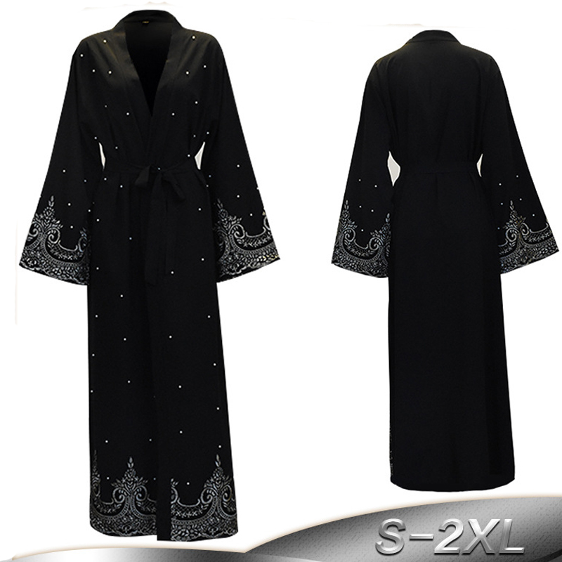 Abaya – Robe Hijab noire perles pour femmes, Kaftan, dubaï, turquie, Islam, Qatar, Oman, Jilbab, vêtements pour femmes
