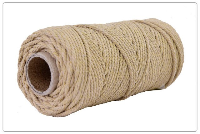 4mm 100%  bomuldssnor farverig reb ledning beige snoet håndværk macrame snor gør-det-selv bryllup hjem tekstil dekorative forsyning 100m: Kahki
