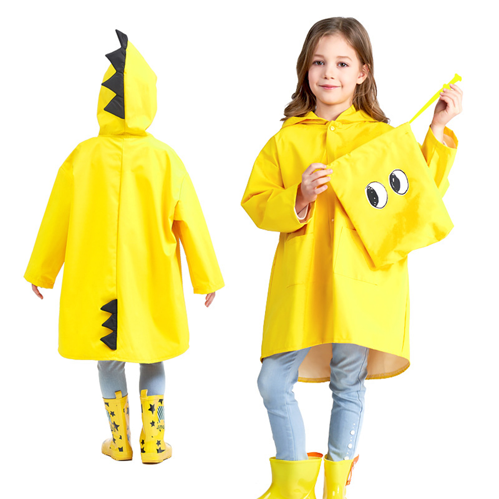 3 Colors Cute Small Dinosaur Waterproof Polyester Rain Coat Body Cover Boy Children Girls Kindergarten Student Kids Raincoat