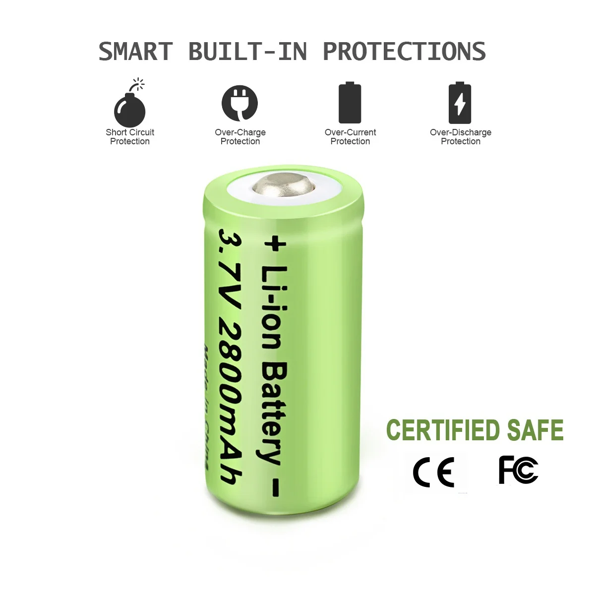 20 st. 2800 mah uppladdningsbara batterier, 3.7v litiumjonbatterier , 16340 rcr-batterier  cr123a 123 icr-batterier för led-ficklampa för resor