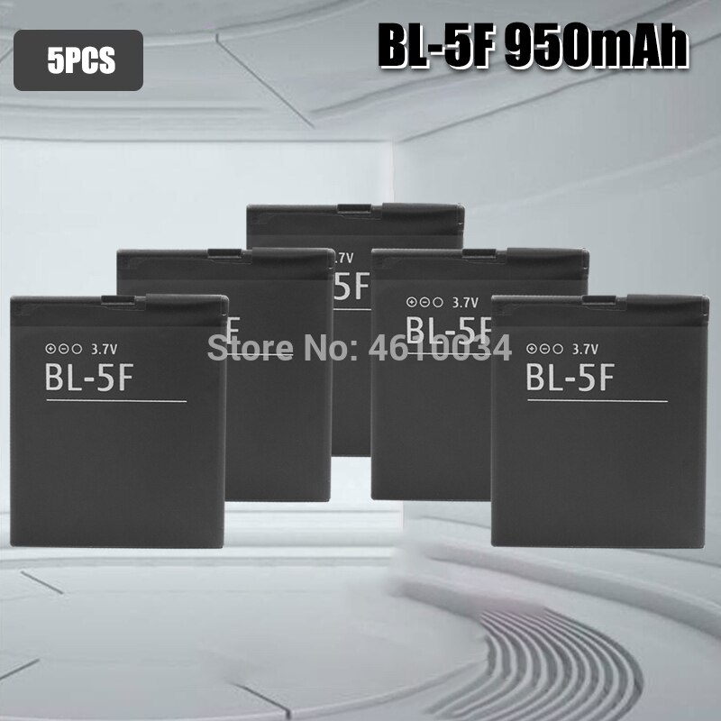 950mAh BL 5F BL-5F Battery For Nokia N95 N96 N98 N99 N72 N78 N93i 6290 E65 6290 6210S/N 6710N N95 C5-01 E65 X5 Battery BL5F: 5pcs