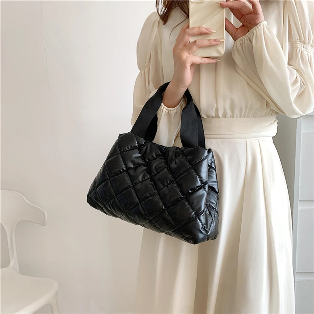 Puffer Schoudertas voor Vrouwen Dons Katoen Gevoerde Draagtas Bubble Handtas Portemonnee Grote Shopper Tas Gewatteerde Cloud Top Handtas