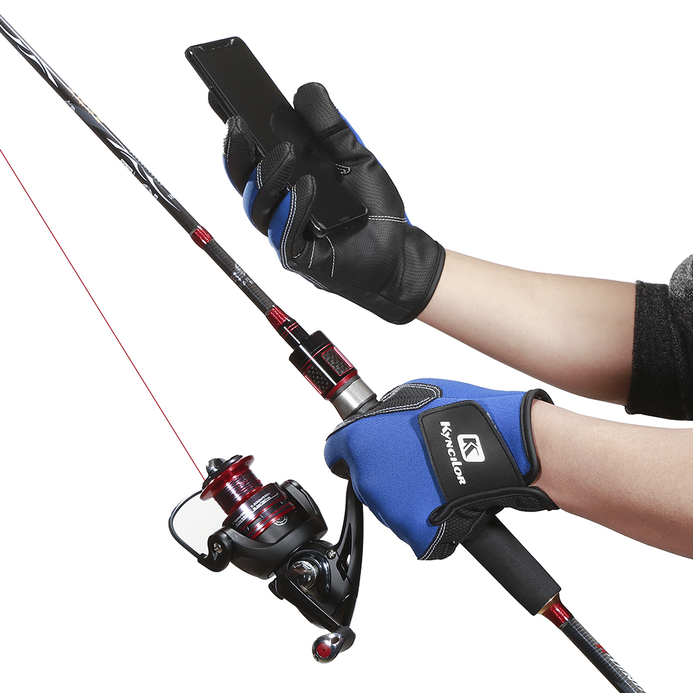1 par de guantes de pesca para hombre y mujer, protección de pesca antideslizante, 2 dedos cortados, equipo deportivo de pesca, guantes de pesca