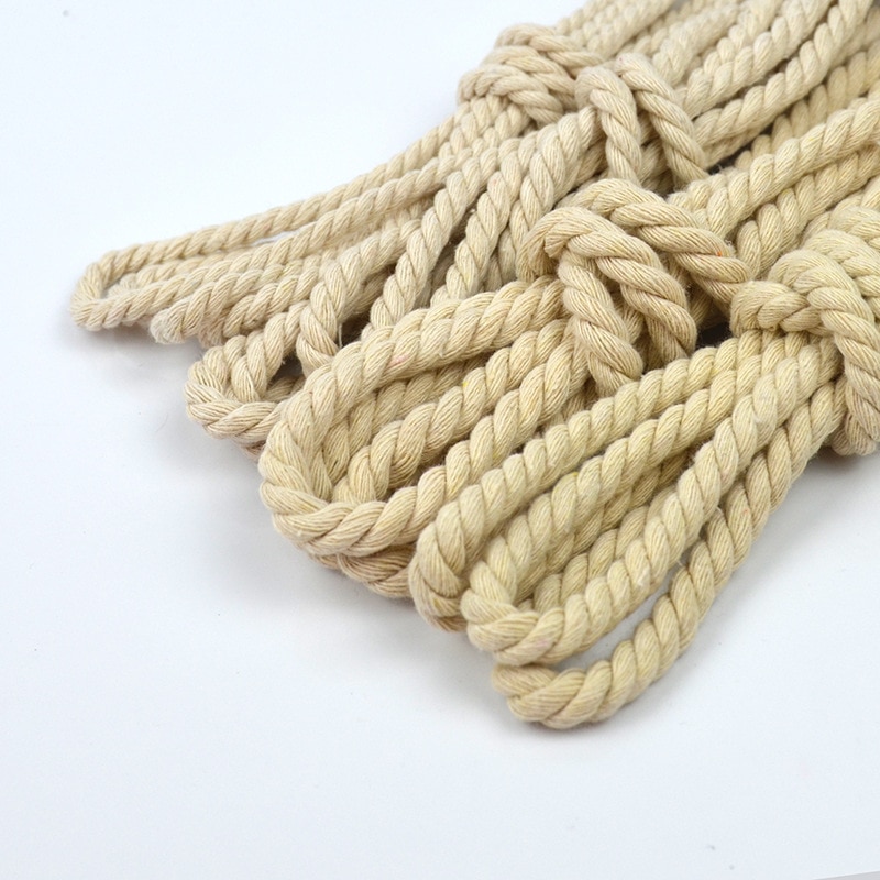Corda bege 100% algodão de 10 m e 3 tubos, cordas grossas torcidas para artesanato têxtil, faça você mesmo, acessórios de decoração