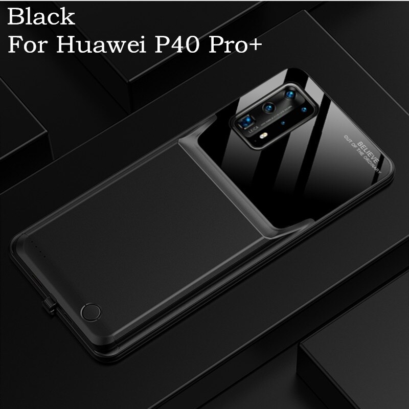 6000Mah Externe Batterij Oplader Gevallen Voor Huawei P40 Pro Power Bank Batterij Opladen Cover Voor Huawei P40 Pro + batterij Case: Black