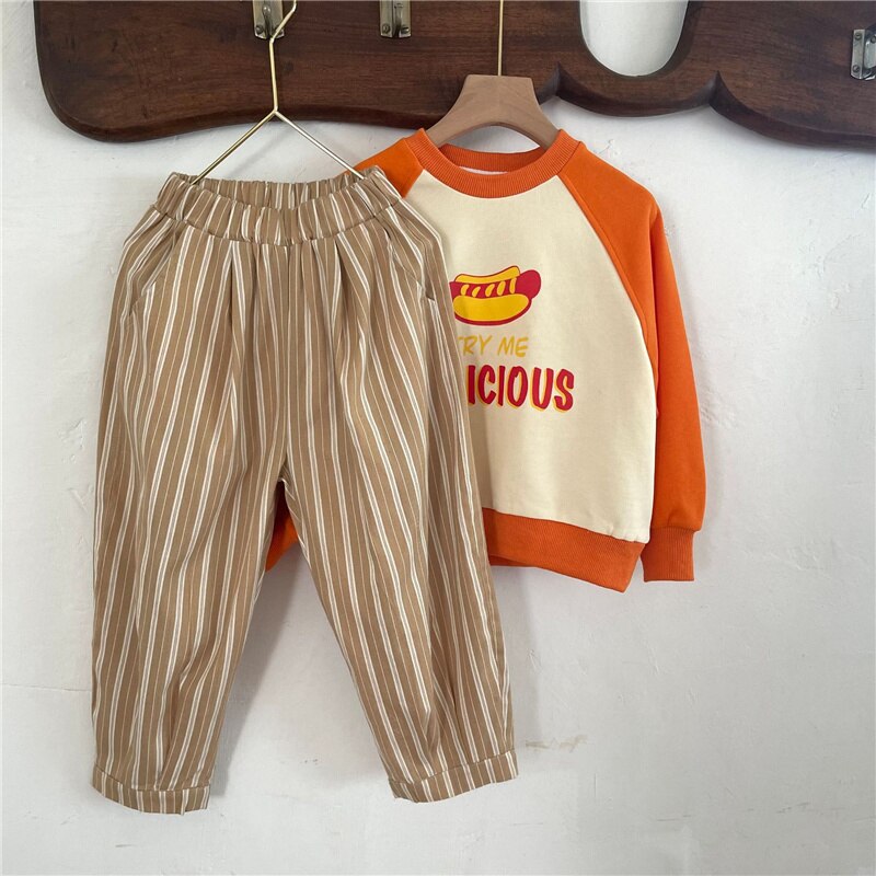Jongens Retro Dunne Losse Verticale Streep Casual Broek Kids 2 Kleuren Casual Jogger Broek