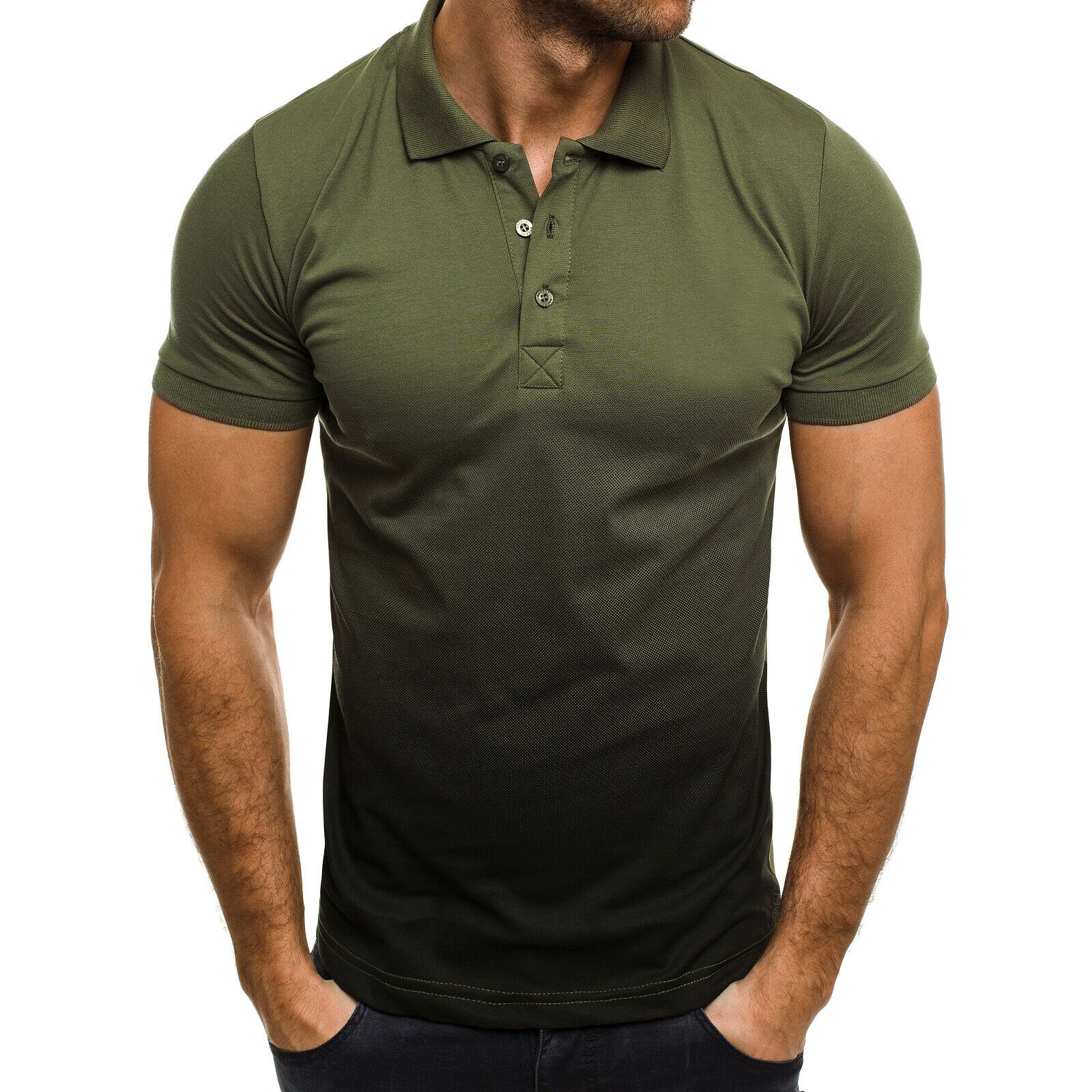 Golf herre gradient t-skjorter med korte ermer turn-down krage topper pluss størrelse 3xl tennis t-skjorter utendørs sportsklær: D / M